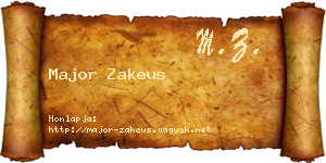 Major Zakeus névjegykártya